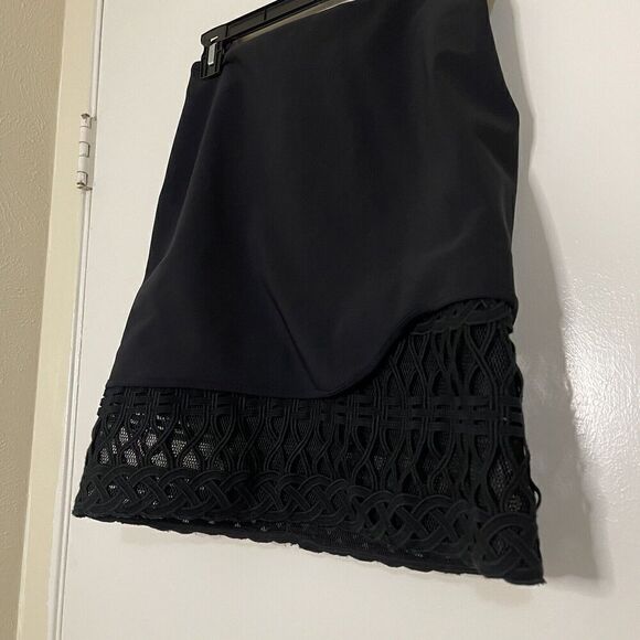 Jonathan Simkhai black lace eyelet trim detail short skirt size US 4 - Picture 4 of 6